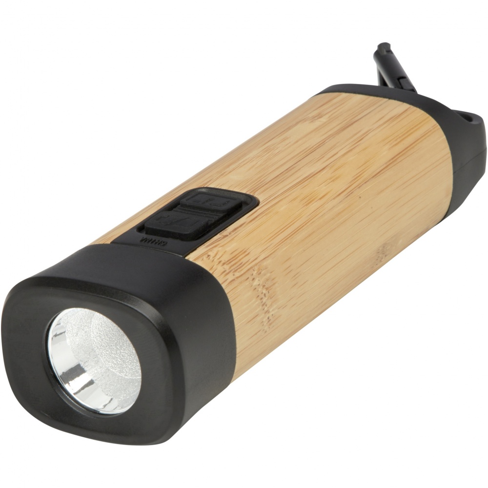 Logotrade advertising products photo of: Kuma bamboo/RCS recycled plastic torch with carabiner