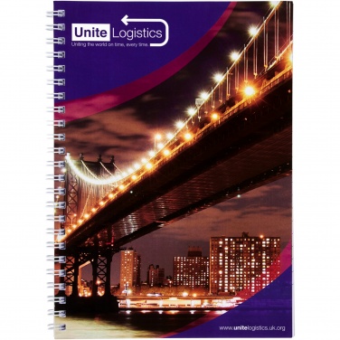Logo trade promotional merchandise photo of: Desk-Mate® A4 spiral notebook with printed back cover