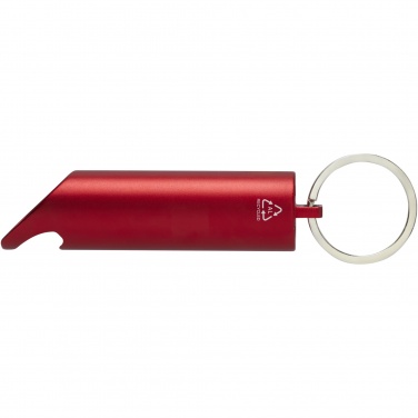 Logo trade corporate gift photo of: Flare RCS recycled aluminium IPX LED light and bottle opener with keychain