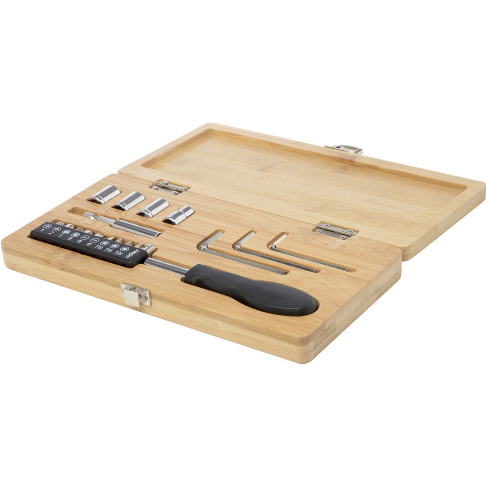 Logotrade advertising products photo of: Rivet 19-piece bamboo/recycled plastic tool set
