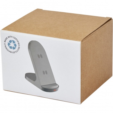 Logo trade promotional gifts image of: Loop 15W dual coil RCS recycled plastic wireless charging stand