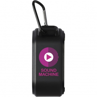 Logotrade promotional giveaway picture of: Solo 3W IPX5 RCS recycled plastic solar Bluetooth® speaker with carabiner 