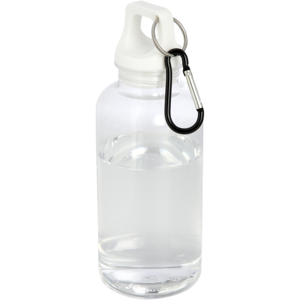 Logotrade corporate gift image of: Oregon 400 ml RCS certified recycled plastic water bottle with carabiner