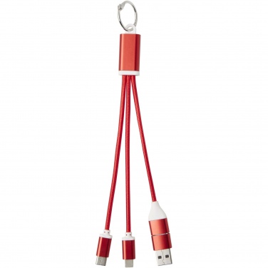 Logotrade promotional products photo of: Metal 4-in-1 recycled aluminium charging cable with keychain