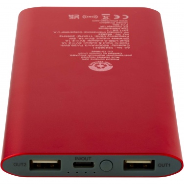 Logotrade promotional product image of: Juice 8000 mAh Type-C recycled aluminium wireless power bank