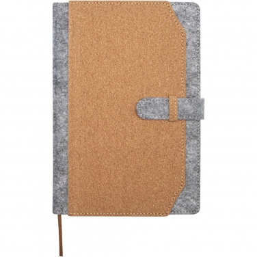 Logotrade promotional giveaway image of: Viviana A5 recycled felt and cork notebook