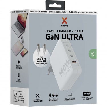 Logotrade advertising product picture of: Xtorm XVC2140 GaN Ultra 140W travel charger with 240W USB-C PD cable