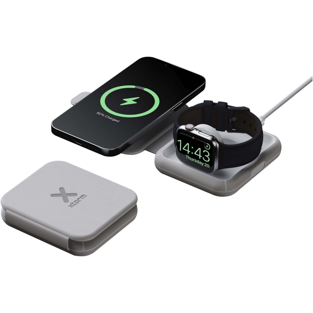 Logo trade business gift photo of: Xtorm XWF21 15W foldable 2-in-1 wireless travel charger