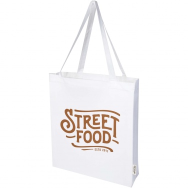 Logo trade promotional giveaways picture of: Madras 140 g/m² GRS recycled cotton gusset tote bag