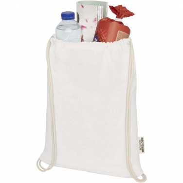 Logo trade promotional merchandise image of: Oregon 140 g/m² GRS recycled cotton drawstring bag