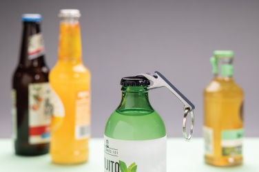Logo trade promotional giveaway photo of: RCS recycled zinc alloy bottle opener keychain