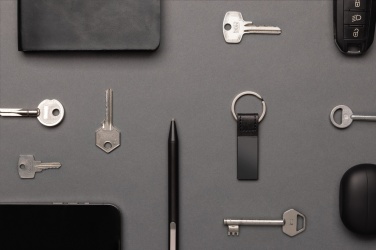 Logo trade corporate gift photo of: Luxury PU keychain RCS recycled zinc alloy