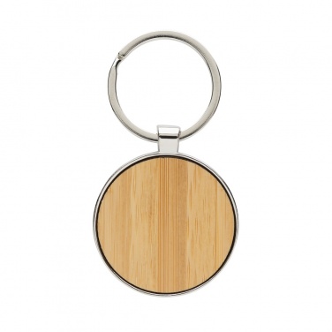 Logo trade promotional giveaway photo of: RCS recycled zinc alloy round keychain with bamboo