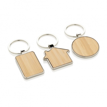Logo trade corporate gift photo of: RCS recycled zinc alloy round keychain with bamboo