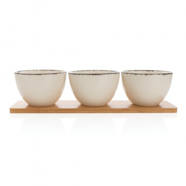 Logo trade promotional giveaways picture of: Ukiyo 3pc serving bowl set with bamboo tray