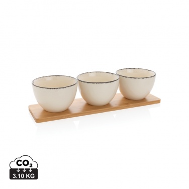 Logo trade promotional gifts image of: Ukiyo 3pc serving bowl set with bamboo tray