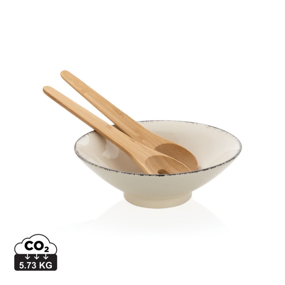 Logo trade corporate gifts image of: Ukiyo salad bowl with bamboo salad server