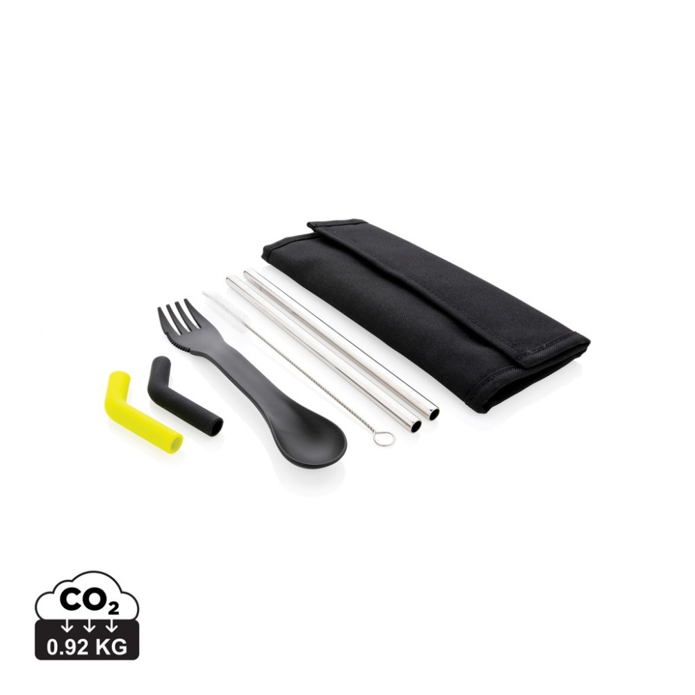 Logotrade advertising products photo of: Tierra 2pcs straw and cutlery set in pouch