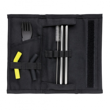 Logo trade promotional giveaways image of: Tierra 2pcs straw and cutlery set in pouch