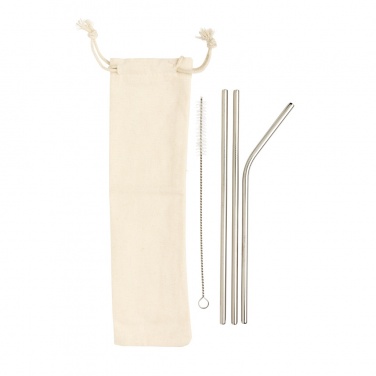 Logo trade corporate gifts picture of: Reusable stainless steel 3 pcs straw set