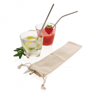 Logo trade promotional products image of: Reusable stainless steel 3 pcs straw set
