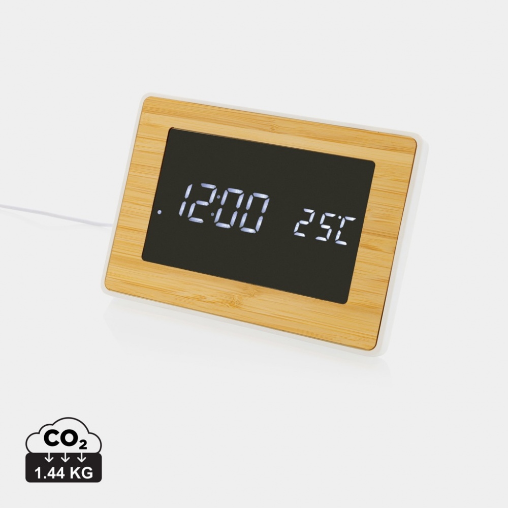 Logo trade promotional items picture of: Utah RCS recycled plastic and bamboo LED clock