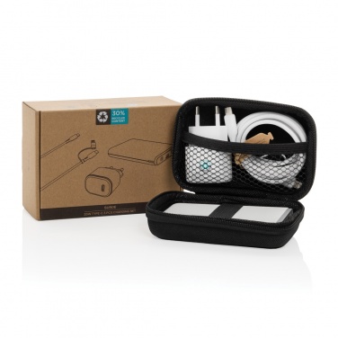 Logo trade promotional gifts picture of: Surge RCS recyled PET 20W type C 3 pcs charging set