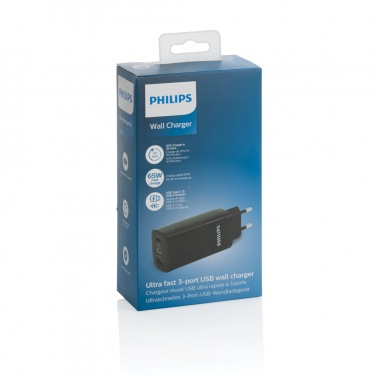 Logotrade promotional product picture of: Philips 65W ultra fast PD 3-port USB wall charger