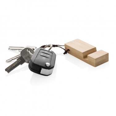 Logotrade advertising products photo of: Standkey bamboo keychain phone stand