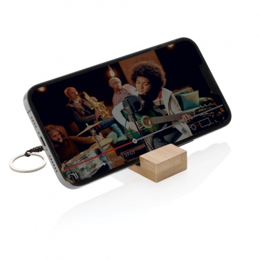 Logo trade promotional gift photo of: Standkey bamboo keychain phone stand