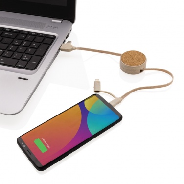 Logotrade promotional items photo of: Cork and Wheat 6-in-1 retractable cable
