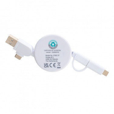 Logotrade promotional gift picture of: RCS recycled plastic Ontario 6-in-1 retractable cable