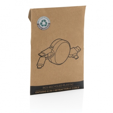 Logo trade business gifts image of: RCS recycled plastic Ontario 6-in-1 retractable cable