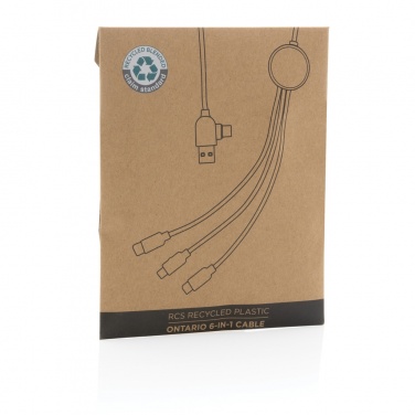 Logo trade corporate gift photo of: RCS recycled plastic Ontario 6-in-1 cable