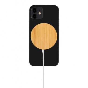 Logotrade business gift image of: 10W bamboo magnetic wireless charger