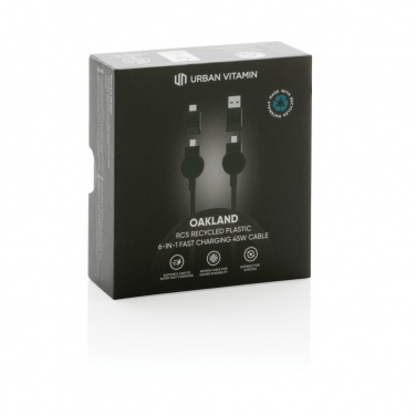 Logo trade business gifts image of: Oakland RCS recycled plastic 6-in-1 fast charging 45W cable