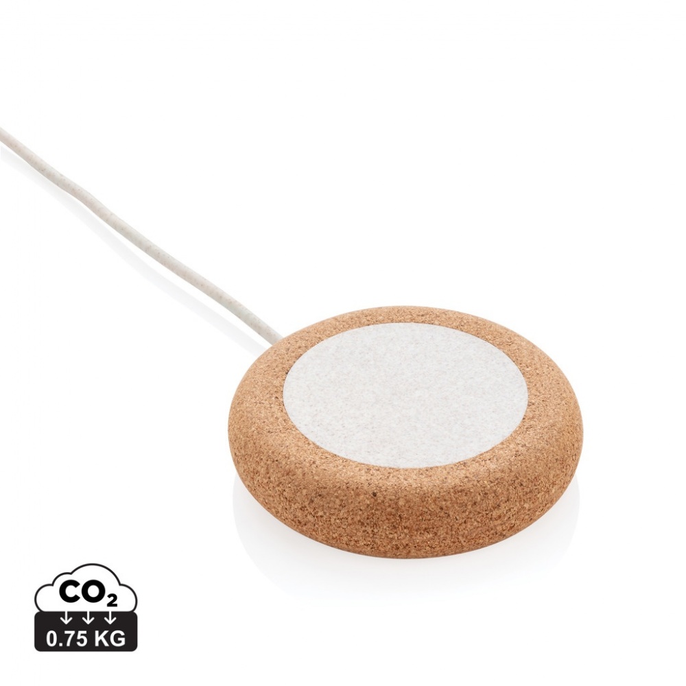 Logo trade promotional products image of: Cork and Wheat 5W wireless charger