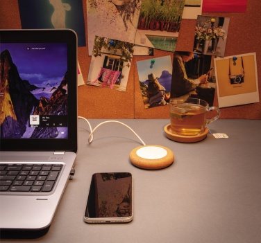 Logo trade promotional merchandise photo of: Cork and Wheat 5W wireless charger