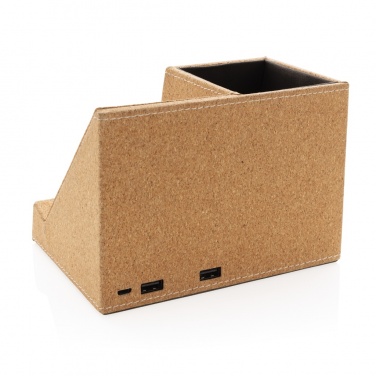 Logotrade corporate gift picture of: Cork pen holder and 5W wireless charger