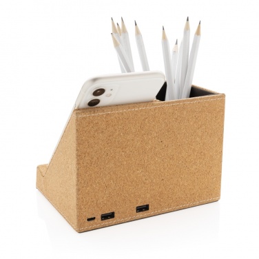 Logotrade promotional product picture of: Cork pen holder and 5W wireless charger