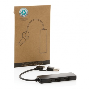 Logotrade promotional products photo of: RCS recycled plastic USB hub with dual input