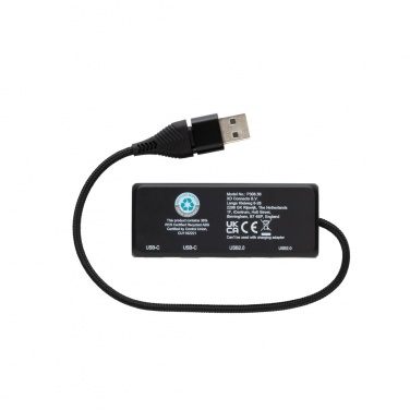 Logo trade promotional merchandise image of: Link RCS recycled plastic and bamboo dual Input USB hub