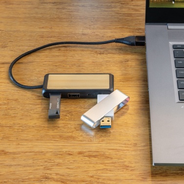 Logotrade corporate gift picture of: Link RCS recycled plastic and bamboo dual Input USB hub