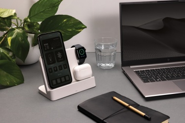 Logotrade promotional gift picture of: Joltz RCS recycled plastic dual 15W charger with iWatch slot