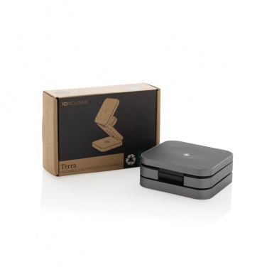 Logo trade promotional merchandise image of: Terra RCS recycled aluminum foldable 3 in 1 15W charger