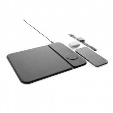 Logo trade promotional item photo of: Swiss peak RCS recycled PU 15W 3 in 1 charging mousepad