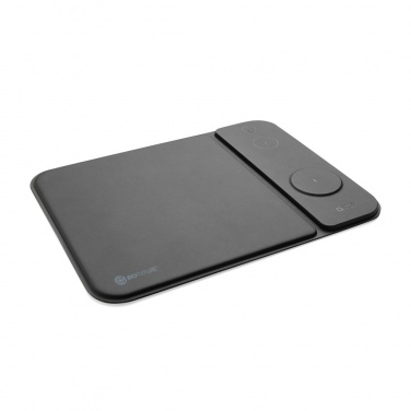 Logo trade promotional items image of: Swiss peak RCS recycled PU 15W 3 in 1 charging mousepad