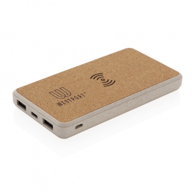 Logotrade advertising product picture of: Cork and Wheat Straw 8.000 mAh 5W wireless powerbank