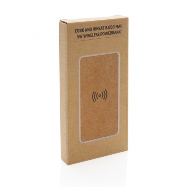 Logotrade corporate gift image of: Cork and Wheat Straw 8.000 mAh 5W wireless powerbank
