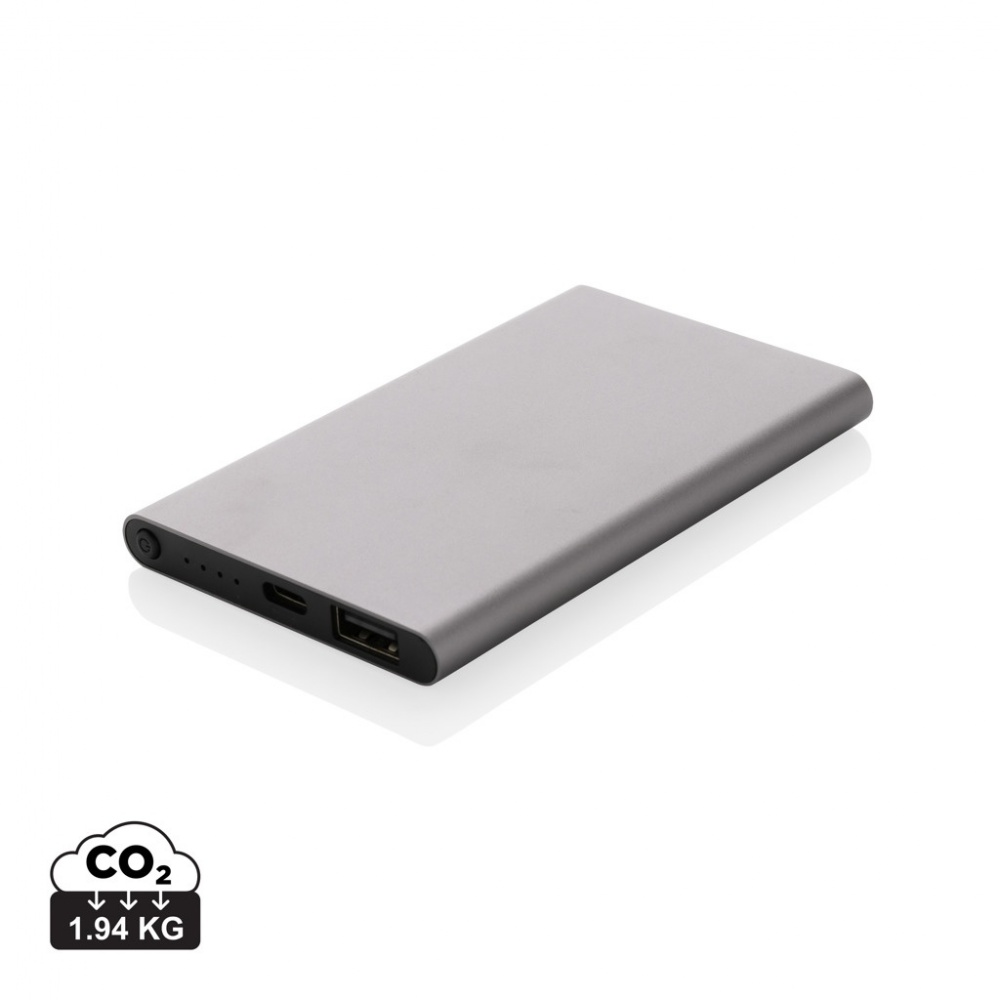 Logo trade business gift photo of: RCS recycled plastic/aluminum 4000 mah powerbank with type C